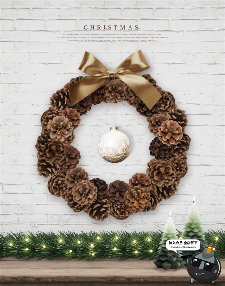 图片[3]-韩式温馨冬季圣诞节礼物圣诞树装饰植物挂坠家居PSD模板海报素材-设计猿