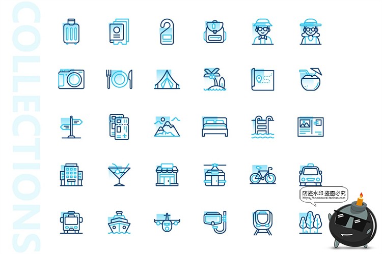 图片[3]-简约旅游旅行度假行程交通icons图标AI矢量PNG免抠SVG格式UI素材-设计猿