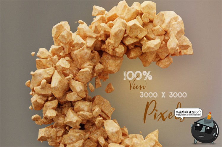 图片[3]-坚果石头核桃碎金色3D英文字母立体字艺术字PNG免抠装饰元素素材-设计猿