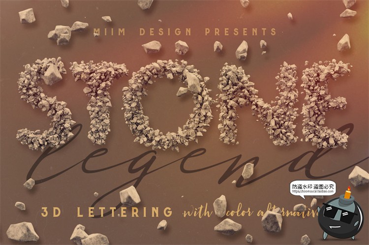 图片[4]-坚果石头核桃碎金色3D英文字母立体字艺术字PNG免抠装饰元素素材-设计猿