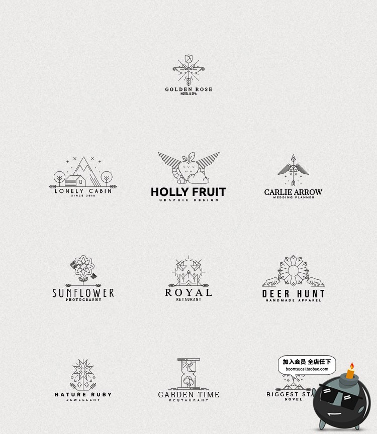 图片[2]-线性线条素描简约线稿LOGO图标标志设计PSD模板AI矢量设计素材-设计猿