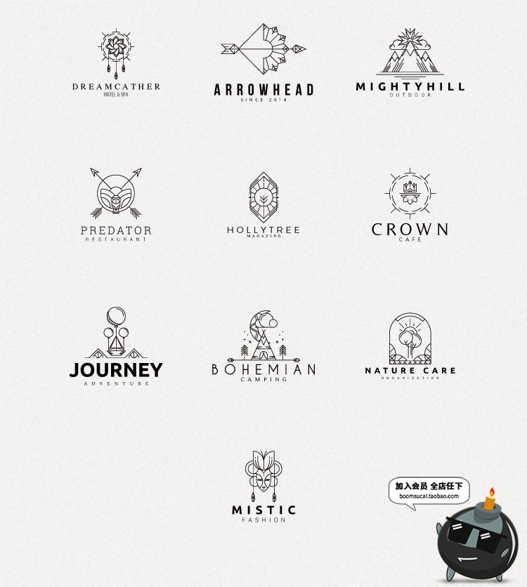 图片[3]-线性线条素描简约线稿LOGO图标标志设计PSD模板AI矢量设计素材-设计猿