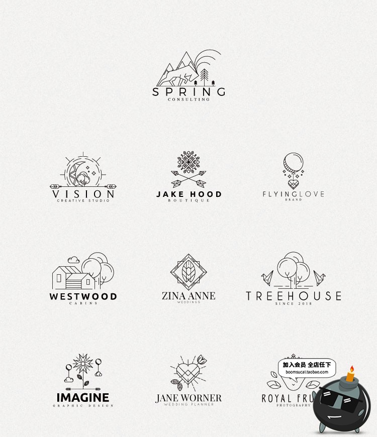 图片[4]-线性线条素描简约线稿LOGO图标标志设计PSD模板AI矢量设计素材-设计猿