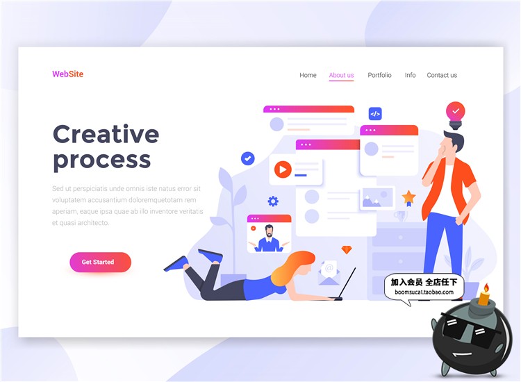 图片[5]-2.5D扁平化商务办公UI网页页面插画banner设计AI矢量PSD分层素材-设计猿