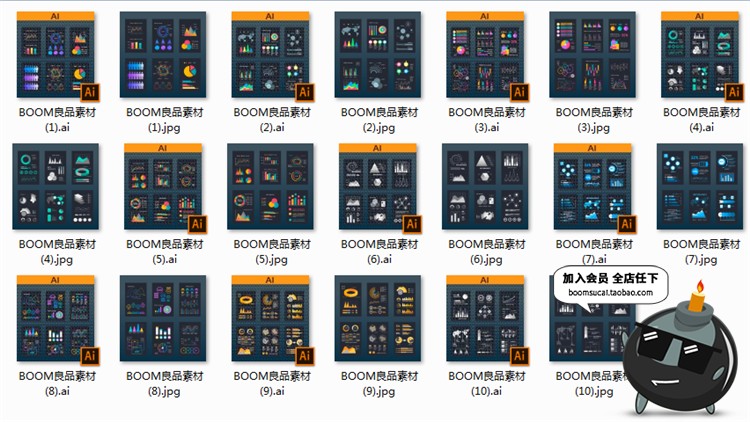 图片[1]-科技互联网柱状折线图APP UI数据统计信息图表元素AI矢量设计素材-设计猿
