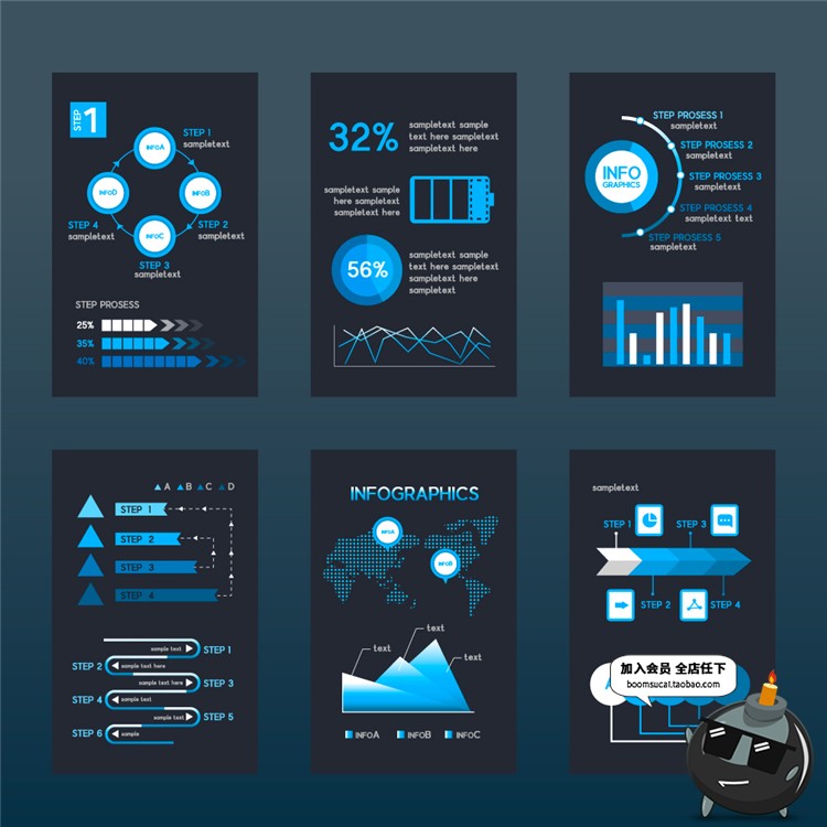 图片[4]-科技互联网柱状折线图APP UI数据统计信息图表元素AI矢量设计素材-设计猿