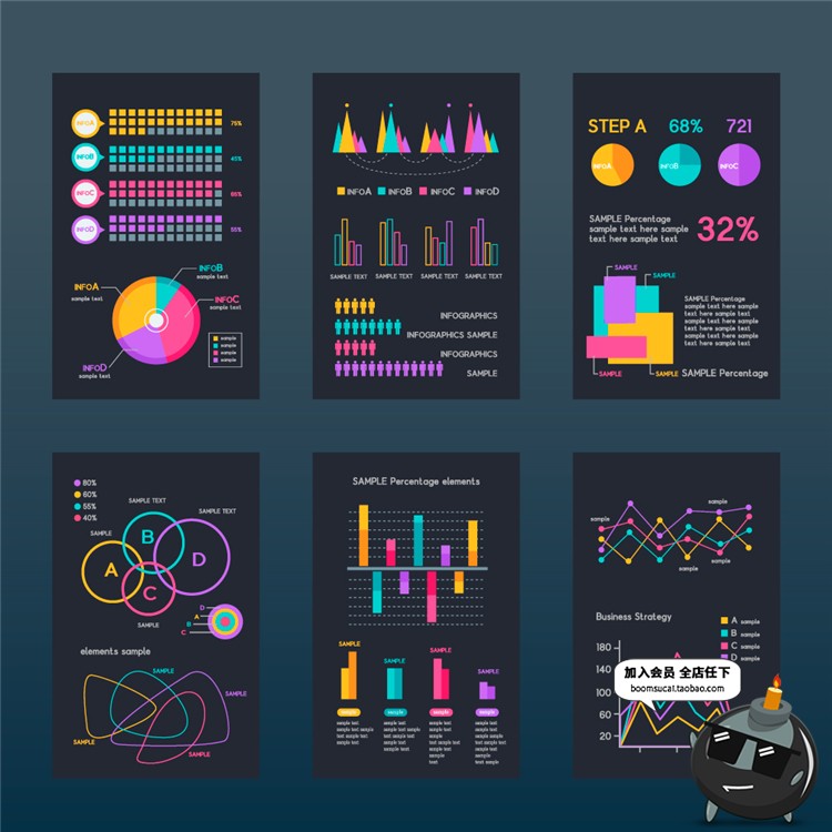 图片[5]-科技互联网柱状折线图APP UI数据统计信息图表元素AI矢量设计素材-设计猿