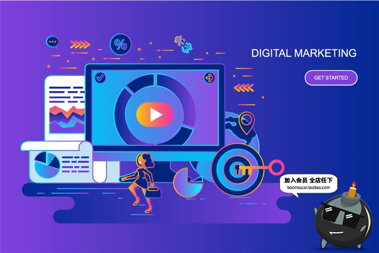 图片[4]-现代色彩扁平化商务概念科技未来广告网页页面元素AI矢量设计素材-设计猿