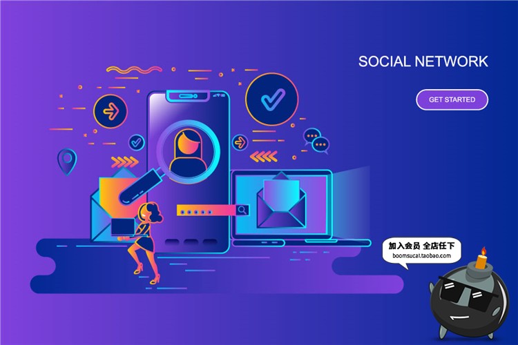 图片[22]-现代色彩扁平化商务概念科技未来广告网页页面元素AI矢量设计素材-设计猿