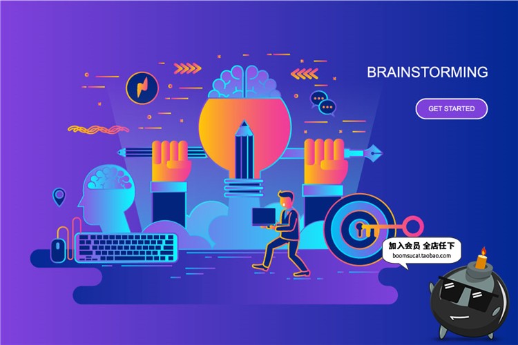 图片[23]-现代色彩扁平化商务概念科技未来广告网页页面元素AI矢量设计素材-设计猿