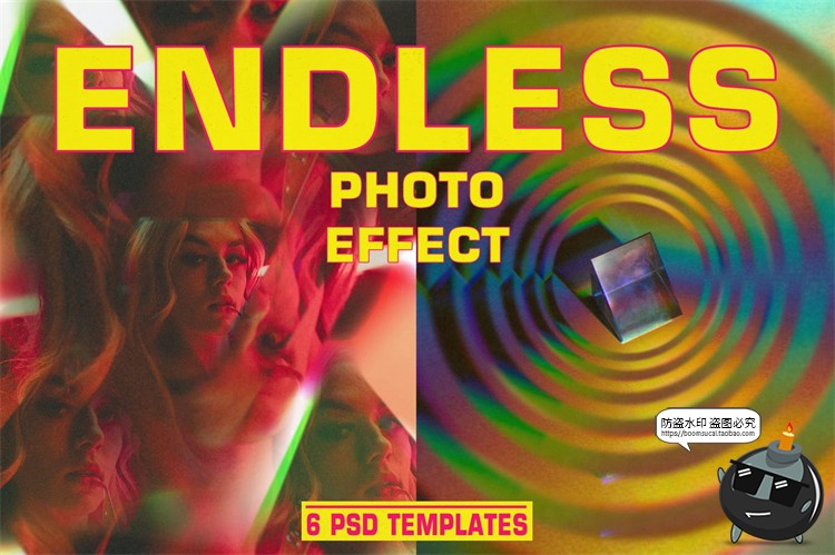 图片[1]-惊叹迷幻无尽循环镜面万花筒特效照片效果特效样机PSD模板PS素材-设计猿