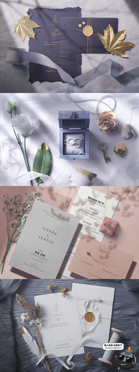 图片[2]-婚礼婚庆爱情专题贺卡片鲜花卉元素优雅唯美场景元素样机PSD素材-设计猿