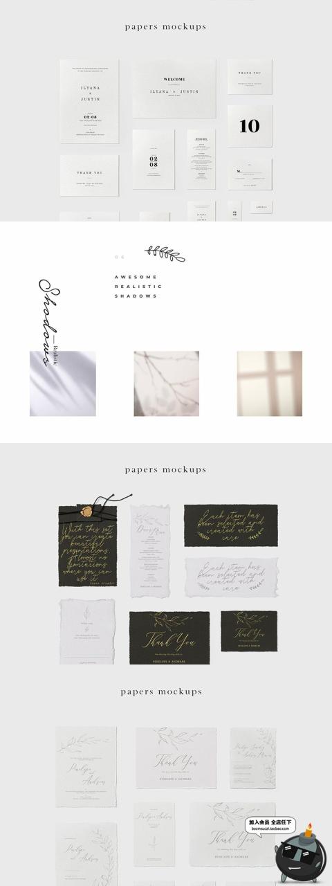 图片[6]-婚礼婚庆爱情专题贺卡片鲜花卉元素优雅唯美场景元素样机PSD素材-设计猿