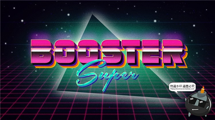 图片[7]-80年代复古老式潮流霓虹特效炫彩效果PSD模板样式特效字PS素材-设计猿