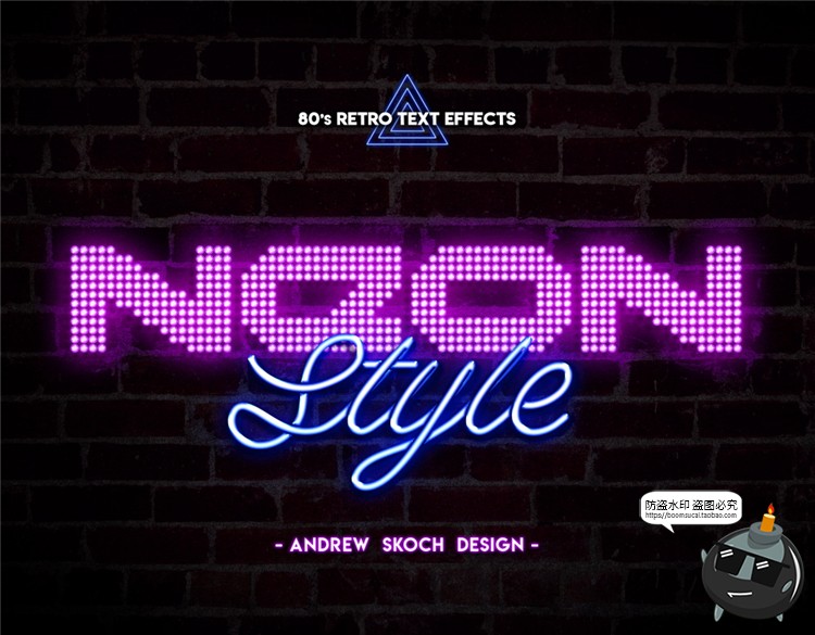 图片[4]-80年代复古风霓虹灯激光潮流文字特效字ASL样式PSD模板PS设计素材-设计猿