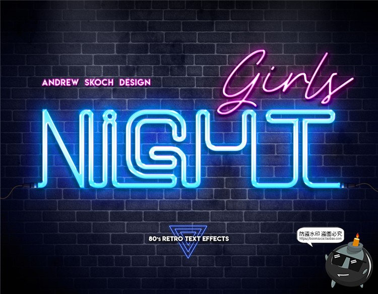 图片[7]-80年代复古风霓虹灯激光潮流文字特效字ASL样式PSD模板PS设计素材-设计猿