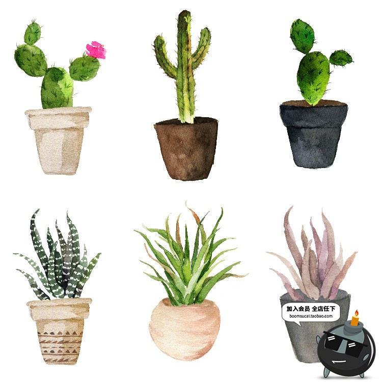 图片[1]-文艺小清新北欧景观植物绿色叶子图案高清JPG图片插画设计素材-设计猿