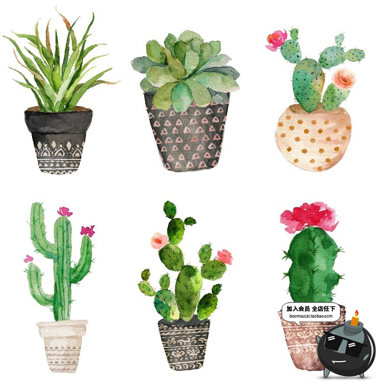 图片[9]-文艺小清新北欧景观植物绿色叶子图案高清JPG图片插画设计素材-设计猿