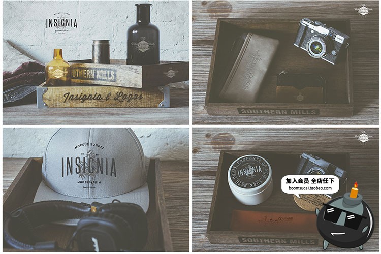图片[8]-复古文艺风格Logo品牌标志贴图效果展示PSD文创样机模板素材合集-设计猿