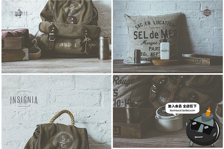 图片[11]-复古文艺风格Logo品牌标志贴图效果展示PSD文创样机模板素材合集-设计猿