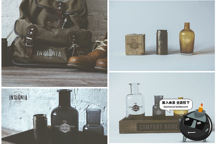 图片[12]-复古文艺风格Logo品牌标志贴图效果展示PSD文创样机模板素材合集-设计猿