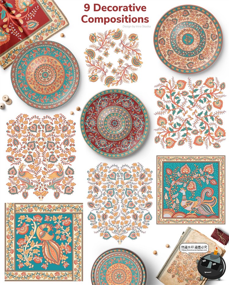 图片[2]-异域民族风情传统装饰纹样边框底纹丝巾墙纸图案AI矢量PNG素材-设计猿