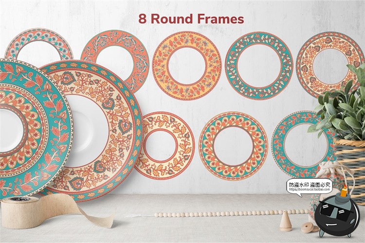 图片[5]-异域民族风情传统装饰纹样边框底纹丝巾墙纸图案AI矢量PNG素材-设计猿