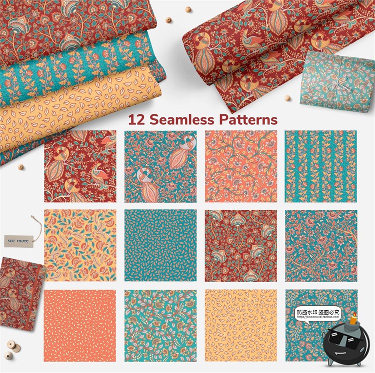 图片[6]-异域民族风情传统装饰纹样边框底纹丝巾墙纸图案AI矢量PNG素材-设计猿