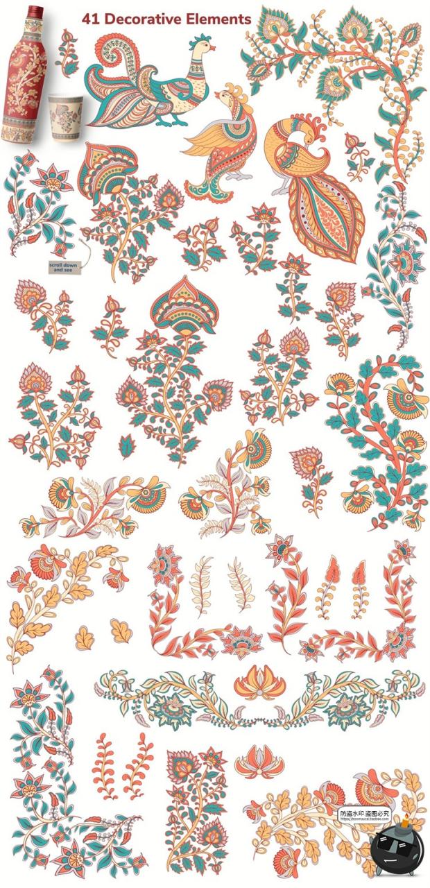 图片[8]-异域民族风情传统装饰纹样边框底纹丝巾墙纸图案AI矢量PNG素材-设计猿