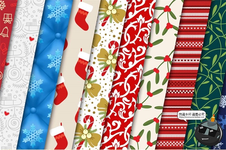图片[2]-新年冬季圣诞节元素平铺无缝图案装饰底纹AI矢量JPG图片背景素材-设计猿