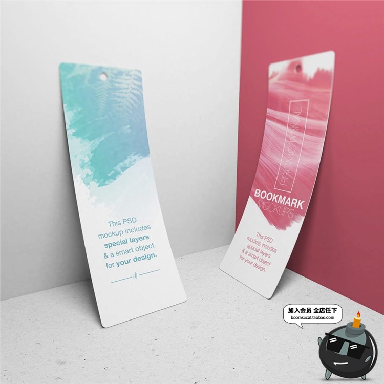 图片[7]-书签便签吊牌挂牌纸质感促销设计VI文创样机展示模型PSD模板素材-设计猿