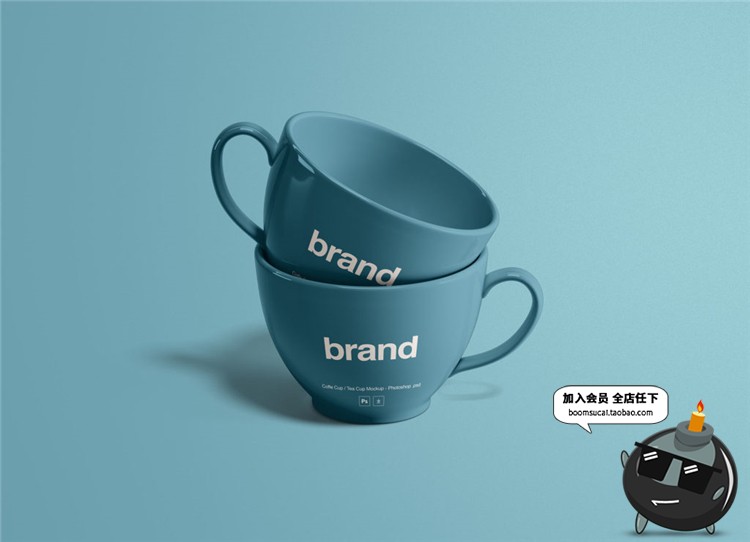 图片[2]-茶杯水杯咖啡杯下午茶杯子图案设计VI样机展示模型PSD模板PS素材-设计猿