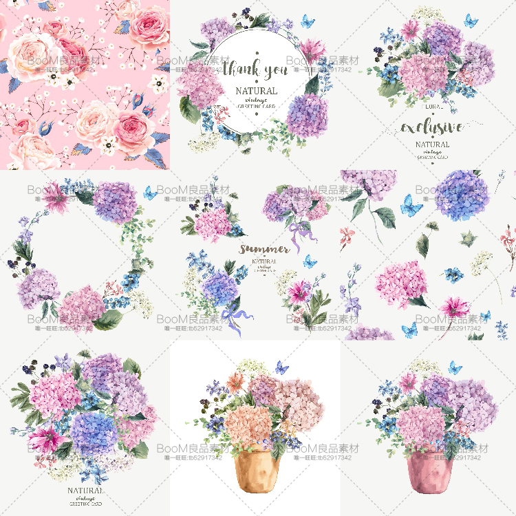 图片[2]-森系小清新手绘花彩风婚礼邀请函贺卡片封面海报背景AI矢量素材-设计猿