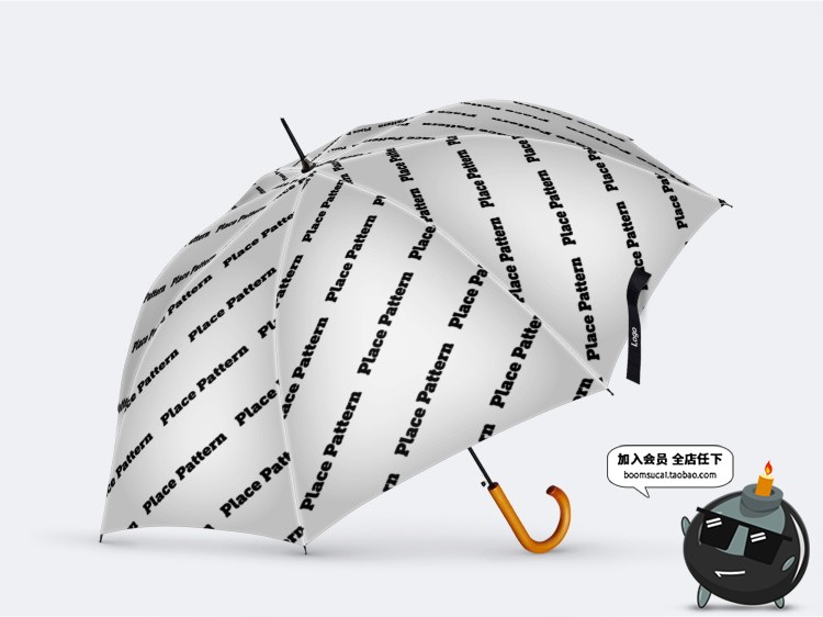 图片[3]-雨伞太阳伞长柄弯勾伞智能贴图效果展示文创样机PSD模板PS素材-设计猿