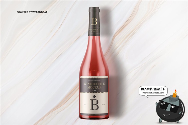 图片[5]-红酒葡萄酒玻璃酒瓶木头塞子包装设计VI样机贴图展示PSD模板素材-设计猿