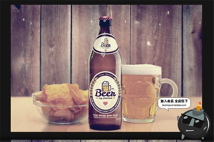 图片[18]-啤酒酒类品牌易拉罐瓶子复古风格包装贴图样机PSD模板PS设计素材-设计猿