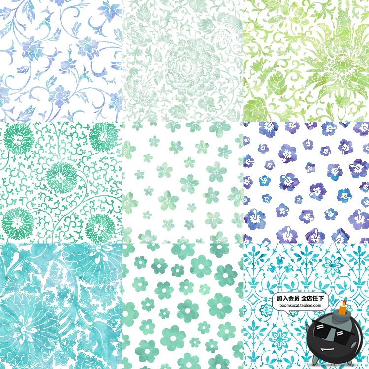 图片[3]-清新凉爽清爽水彩淡雅唯美花卉植物花纹文艺平铺背景JPG图片素材-设计猿