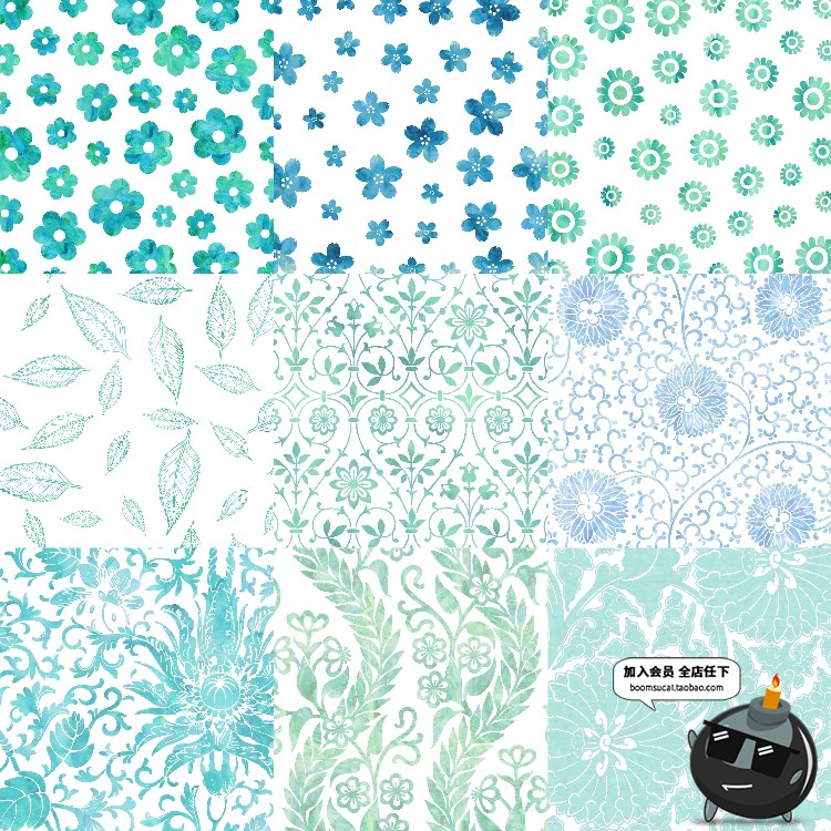 图片[4]-清新凉爽清爽水彩淡雅唯美花卉植物花纹文艺平铺背景JPG图片素材-设计猿