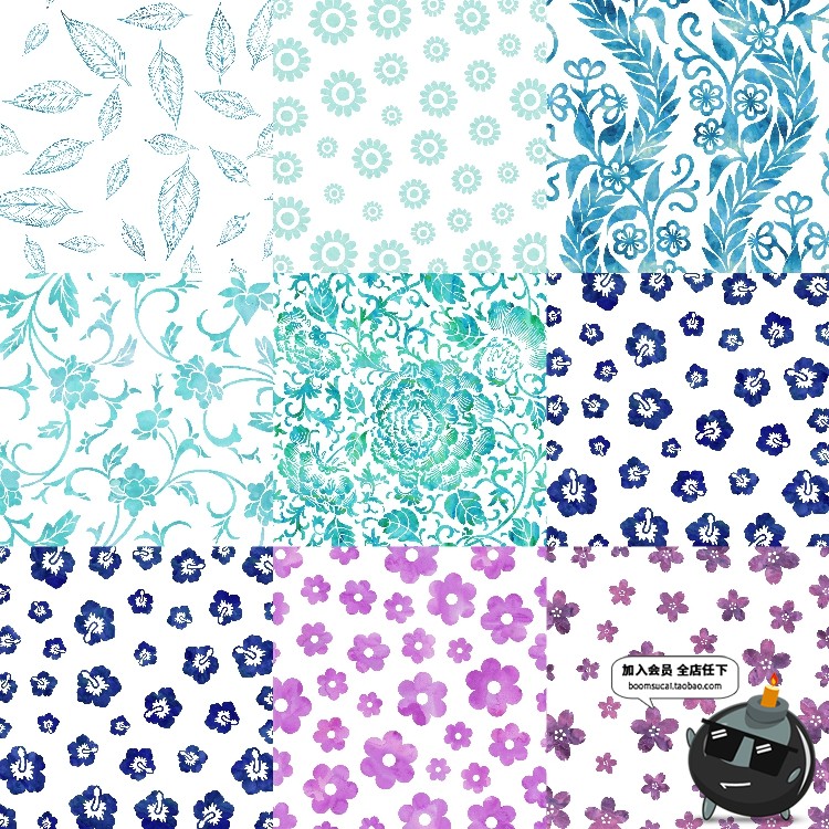 图片[5]-清新凉爽清爽水彩淡雅唯美花卉植物花纹文艺平铺背景JPG图片素材-设计猿