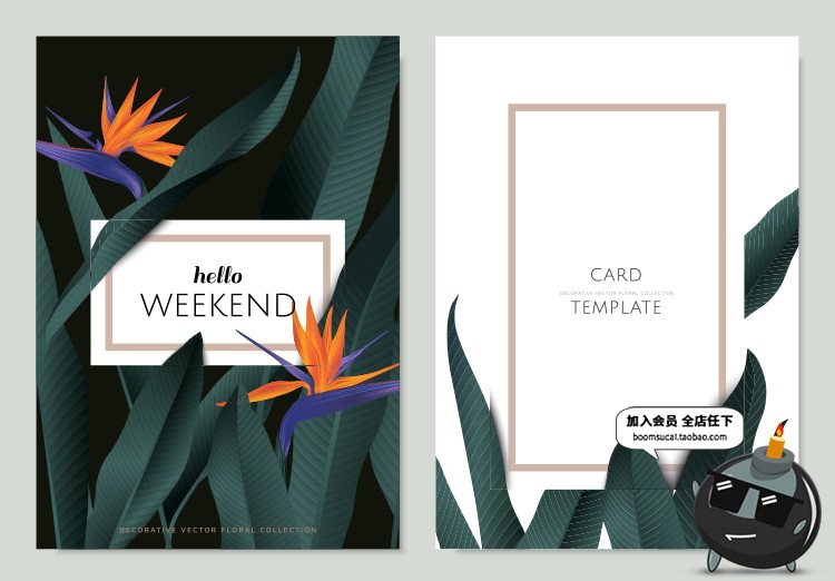 图片[26]-唯美花草树叶植物底纹背景电商海报卡片广告请柬花纹卡AI矢量素材-设计猿