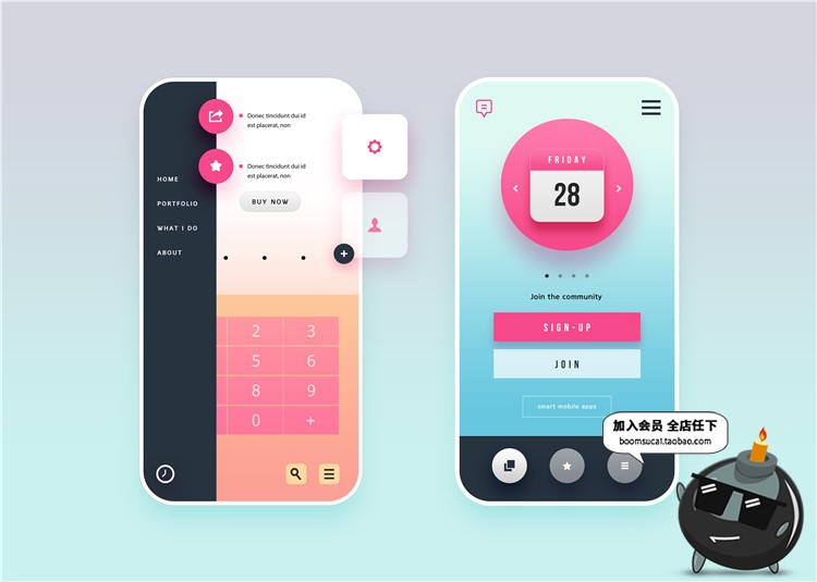 图片[3]-扁平化精美大合集UI手机界面设计PS模板灵感参考案例PSD素材-设计猿