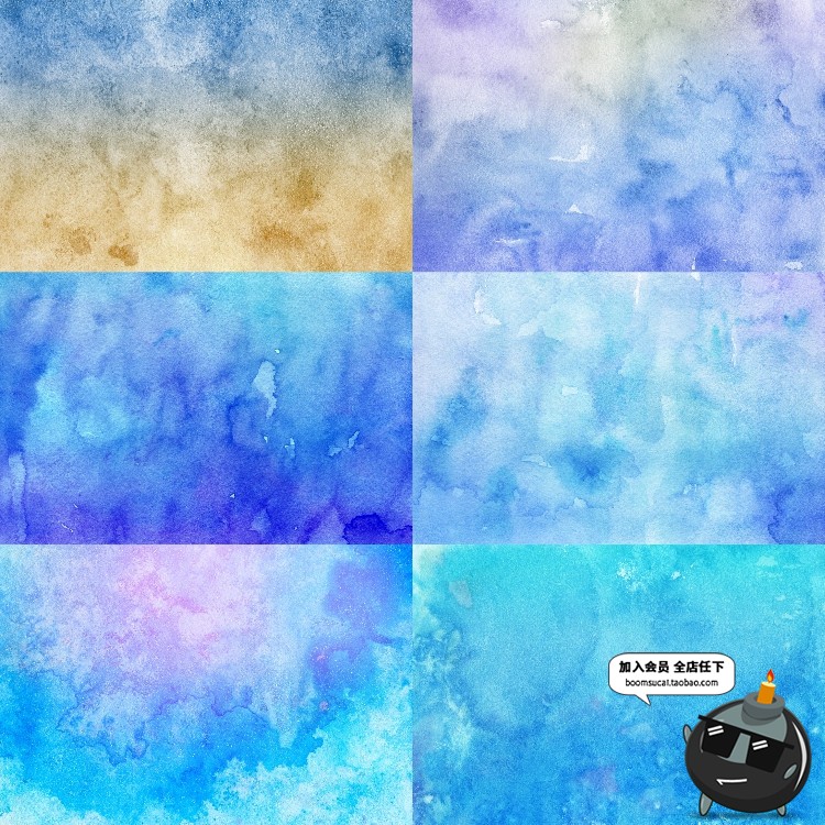 图片[2]-冷色系背景冬季水彩晕染纹理高清手绘梦幻冰冷寒系JPG图片素材-设计猿