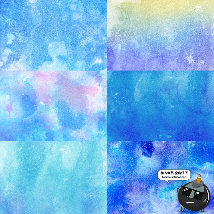 图片[3]-冷色系背景冬季水彩晕染纹理高清手绘梦幻冰冷寒系JPG图片素材-设计猿