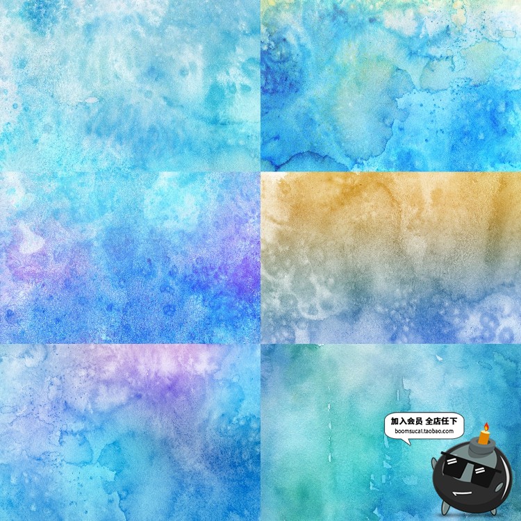 图片[5]-冷色系背景冬季水彩晕染纹理高清手绘梦幻冰冷寒系JPG图片素材-设计猿