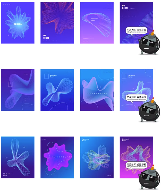 图片[1]-潮流电子科幻电音摇滚未来炫彩渐变音乐律动封面海报AI矢量素材-设计猿