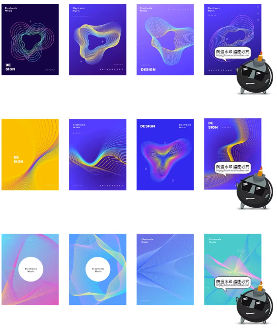 图片[2]-潮流电子科幻电音摇滚未来炫彩渐变音乐律动封面海报AI矢量素材-设计猿