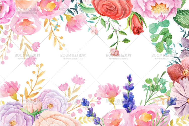 图片[1]-唯美森系手绘水彩花朵花卉手账元素请柬卡片PSD+PNG免扣设计素材-设计猿