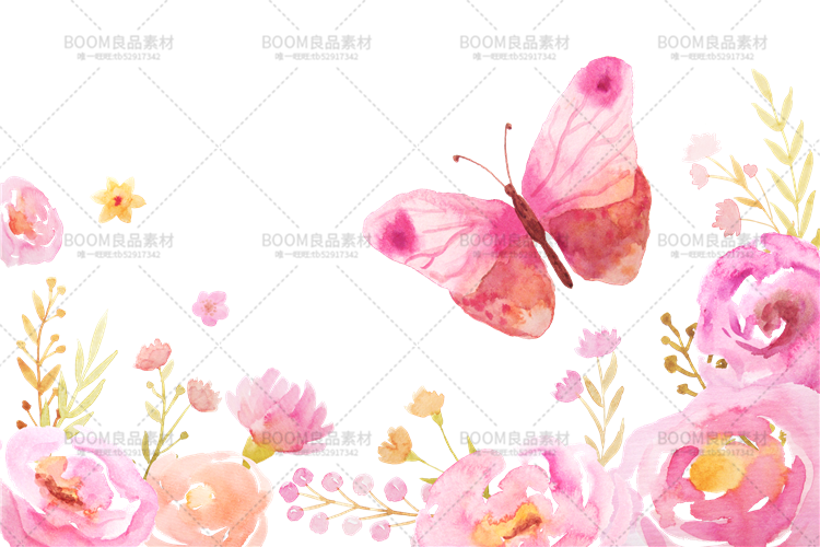 图片[2]-唯美森系手绘水彩花朵花卉手账元素请柬卡片PSD+PNG免扣设计素材-设计猿