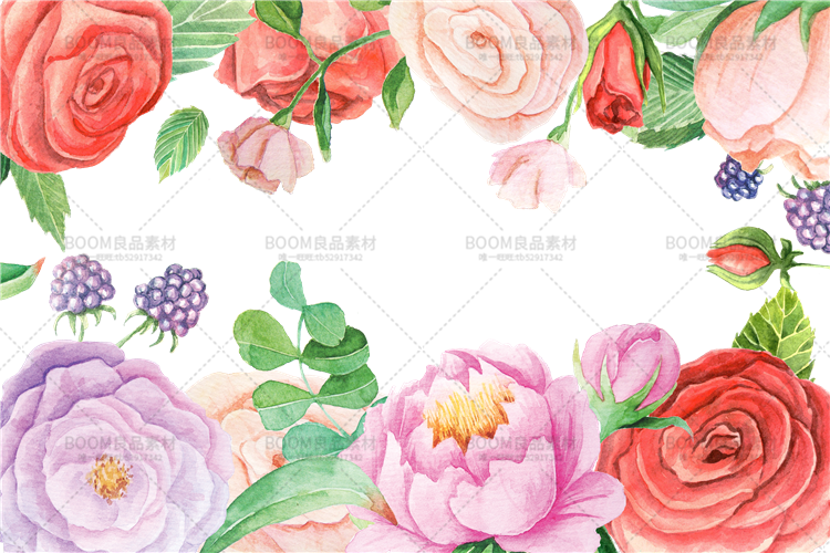 图片[3]-唯美森系手绘水彩花朵花卉手账元素请柬卡片PSD+PNG免扣设计素材-设计猿