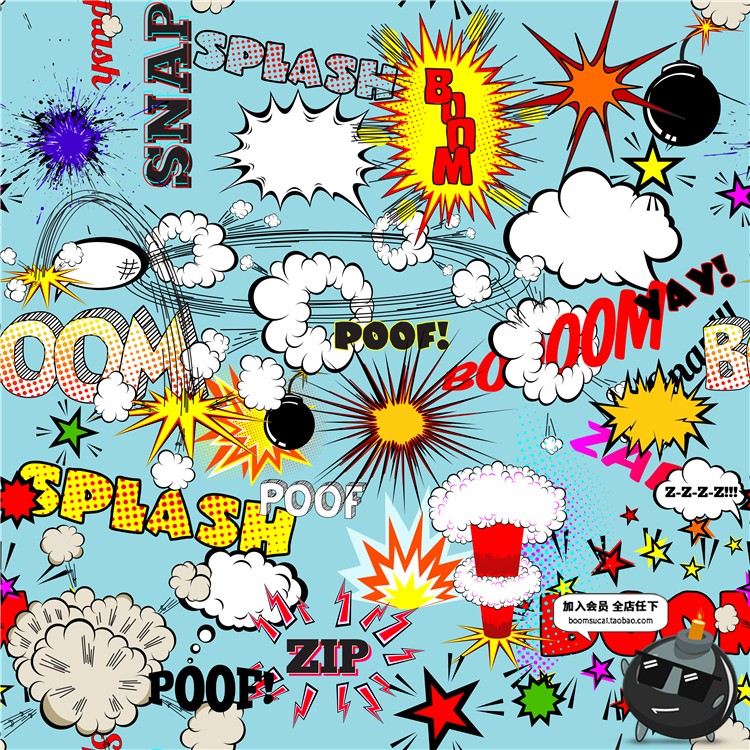 图片[6]-卡通波普艺术漫画抽象对话框爆炸海报背景图案AI矢量图案设计素材-设计猿